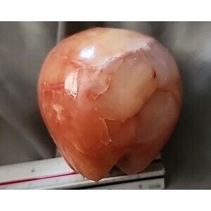 Vintage Onyx Stone Apple Paperweight Hand Carved Brown Cream Marble Look Decor